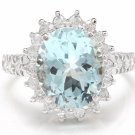5.40 Carats Natural Aquamarine and Diamond 14K Solid White Gold Ring