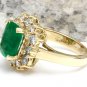 4.00 Carats Natural Emerald & Diamond 14K Solid Yellow Gold Ring