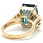 9.85Ct Natural LONDON BLUE TOPAZ & Diamond 14K Solid Yellow Gold Ring