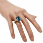 9.85Ct Natural LONDON BLUE TOPAZ & Diamond 14K Solid Yellow Gold Ring