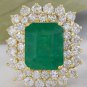 8.30Ct Natural Emerald & Diamond 14K Solid Yellow Gold Ring
