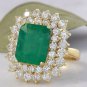 8.30Ct Natural Emerald & Diamond 14K Solid Yellow Gold Ring