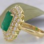 8.30Ct Natural Emerald & Diamond 14K Solid Yellow Gold Ring