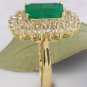 8.30Ct Natural Emerald & Diamond 14K Solid Yellow Gold Ring
