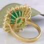 8.30Ct Natural Emerald & Diamond 14K Solid Yellow Gold Ring