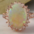 5.85 Carats Natural Australian Opal and Diamond 14K Solid Rose Gold Ring