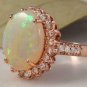 5.85 Carats Natural Australian Opal and Diamond 14K Solid Rose Gold Ring