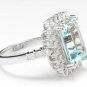 7.85 Carats NATURAL AQUAMARINE and DIAMOND 14K Solid White Gold Ring