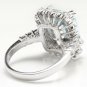 7.85 Carats NATURAL AQUAMARINE and DIAMOND 14K Solid White Gold Ring