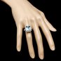 7.85 Carats NATURAL AQUAMARINE and DIAMOND 14K Solid White Gold Ring