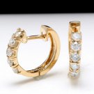 0.65Ct Natural Diamond 14K Solid Yellow Gold Hoop Earrings