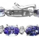 16.50Ct Natural Tanzanite and Diamond 14K Solid White Gold Bracelet