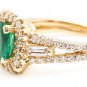 2.75Ct Natural Emerald & Diamond 14K Solid Yellow Gold Ring
