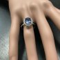 3.40 Carats NATURAL TANZANITE and DIAMOND 14K Solid White Gold Ring
