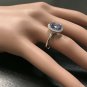 3.40 Carats NATURAL TANZANITE and DIAMOND 14K Solid White Gold Ring