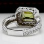 3.75 Carats NATURAL PERIDOT and DIAMOND 14K Solid White Gold Ring