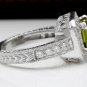 3.75 Carats NATURAL PERIDOT and DIAMOND 14K Solid White Gold Ring