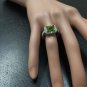 3.75 Carats NATURAL PERIDOT and DIAMOND 14K Solid White Gold Ring