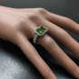 3.75 Carats NATURAL PERIDOT and DIAMOND 14K Solid White Gold Ring