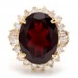 9.95 Carats Natural Red Garnet and Diamond 14K Solid Yellow Gold Ring