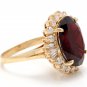 9.95 Carats Natural Red Garnet and Diamond 14K Solid Yellow Gold Ring