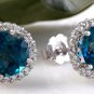 4.55ct Natural London Blue Topaz and Diamond 14K White Gold Earrings