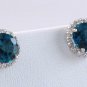 4.55ct Natural London Blue Topaz and Diamond 14K White Gold Earrings
