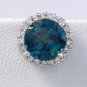 4.55ct Natural London Blue Topaz and Diamond 14K White Gold Earrings