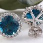 4.55ct Natural London Blue Topaz and Diamond 14K White Gold Earrings