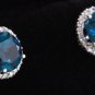 4.55ct Natural London Blue Topaz and Diamond 14K White Gold Earrings