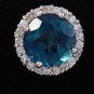 4.55ct Natural London Blue Topaz and Diamond 14K White Gold Earrings