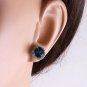 4.55ct Natural London Blue Topaz and Diamond 14K White Gold Earrings