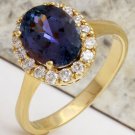 3.50 Carats Natural Stunning Tanzanite and Diamond 14K Solid Yellow Gold Ring