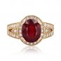 6.70 Carats Red Ruby and Natural Diamond 14K Solid Yellow Gold Ring