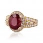 6.70 Carats Red Ruby and Natural Diamond 14K Solid Yellow Gold Ring
