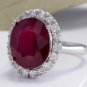 9.65 Carats Natural Red Ruby and Diamond 14K Solid White Gold Ring