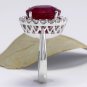 9.65 Carats Natural Red Ruby and Diamond 14K Solid White Gold Ring