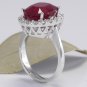 9.65 Carats Natural Red Ruby and Diamond 14K Solid White Gold Ring