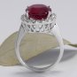9.65 Carats Natural Red Ruby and Diamond 14K Solid White Gold Ring