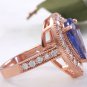 3.90 Carats NATURAL TANZANITE and DIAMOND 14K Solid Rose Gold Ring