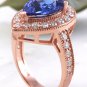 3.90 Carats NATURAL TANZANITE and DIAMOND 14K Solid Rose Gold Ring