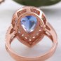 3.90 Carats NATURAL TANZANITE and DIAMOND 14K Solid Rose Gold Ring