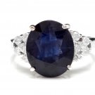 9.60Ct Natural Blue Sapphire & Diamond 14K Solid White Gold Ring