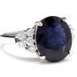 9.60Ct Natural Blue Sapphire & Diamond 14K Solid White Gold Ring