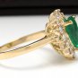3.00Ct Natural Emerald & Diamond 14K Solid Yellow Gold Ring