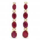 7.30ct Natural Red Ruby and Diamond 14K Solid Yellow Gold Earrings