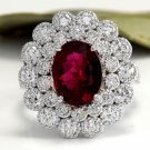 4.00 Carats NATURAL Tourmaline and DIAMOND 14K Solid White Gold Ring