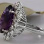15.65 Carats Natural Amethyst and Diamond 14K Solid White Gold Ring