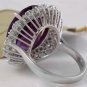 15.65 Carats Natural Amethyst and Diamond 14K Solid White Gold Ring