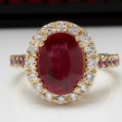 4.32 Carats Natural Ruby and Diamond 14K Solid Yellow Gold Ring